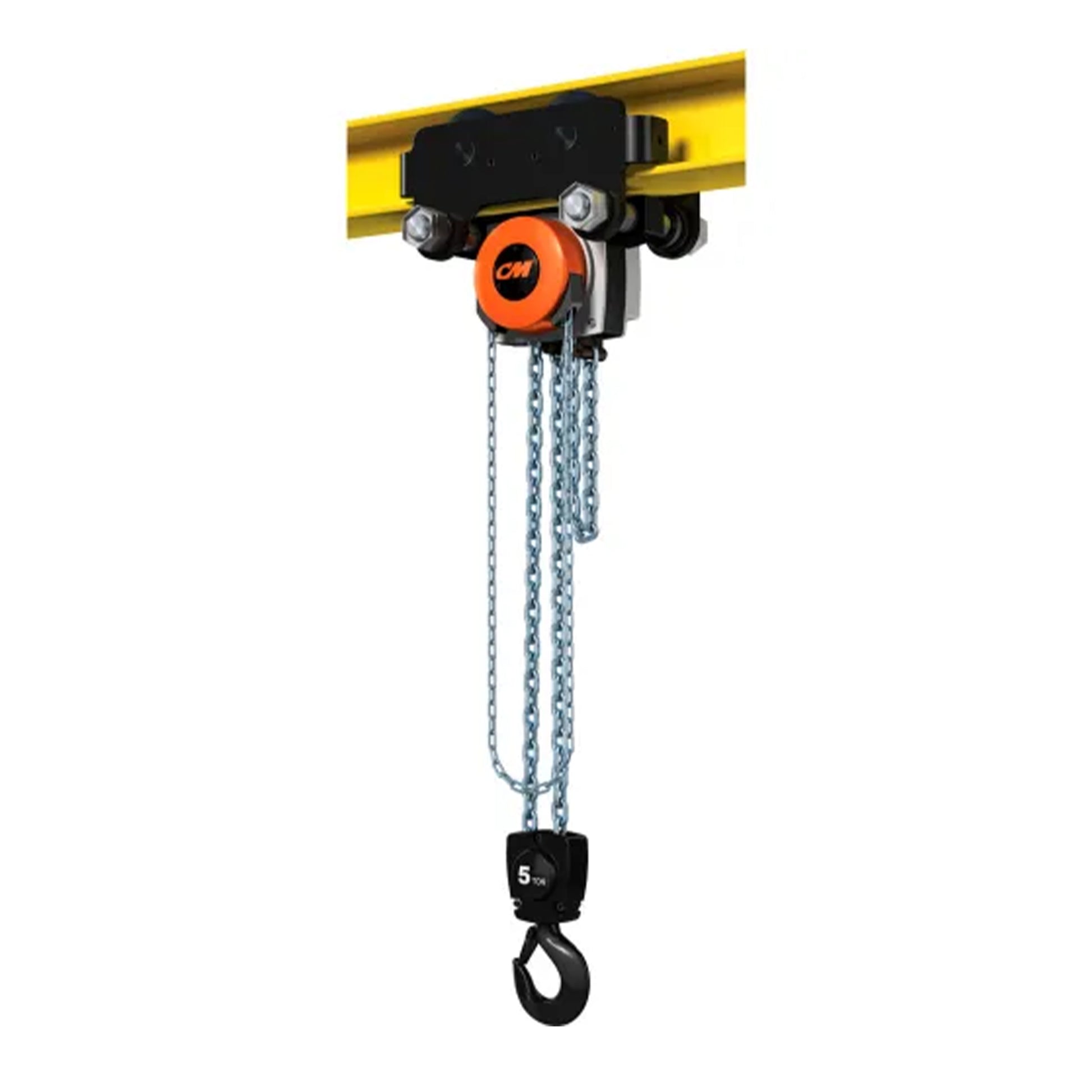 5 Ton CM Hurricane Army Type Plain Trolley Hoist, 30ft of lift