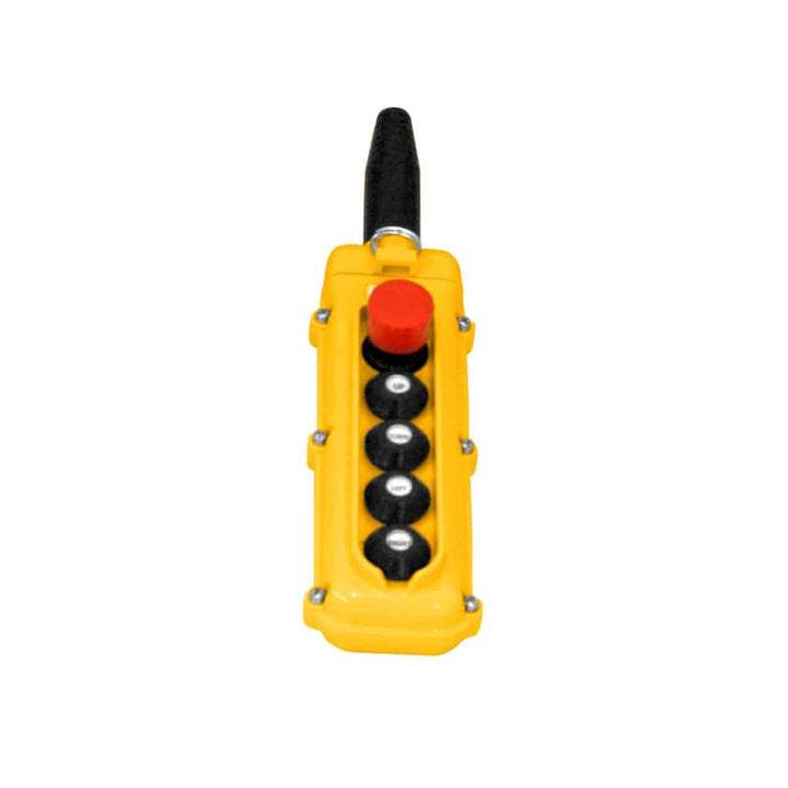 SBN Pendant Pushbutton Station, 5-Button, (2) Single-Speed with Emergency Stop (Rotate to Release)