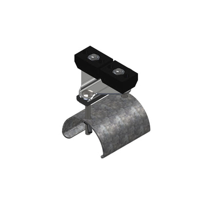 Standard Duty C-Track Festoon End Clamp For Flat Cable, Plated Steel Saddle, 2.75" Dia x 3" Wide
