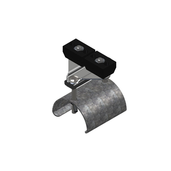 Standard Duty C-Track Festoon End Clamp For Flat Cable, Plated Steel Saddle, 2.75" Dia x 3" Wide