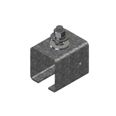 Heavy Duty C-Track Festoon Track Hanger, Galvanized Steel, To Mount Track To Angle Iron Support Channel
