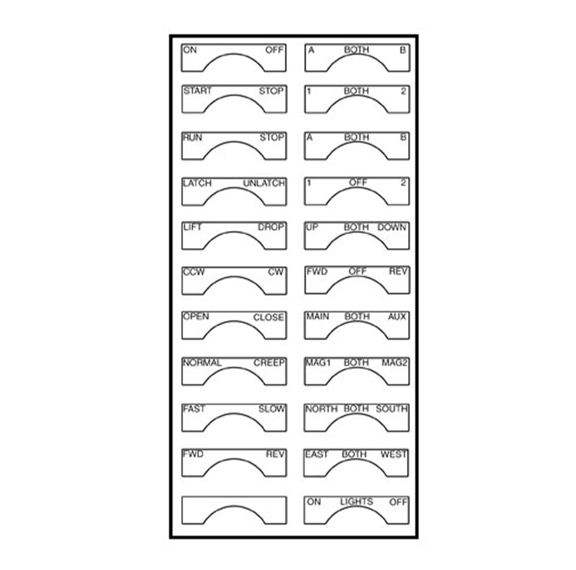 80 Series Pendant Legend Sheet, For Selector Switches - Sheet 2