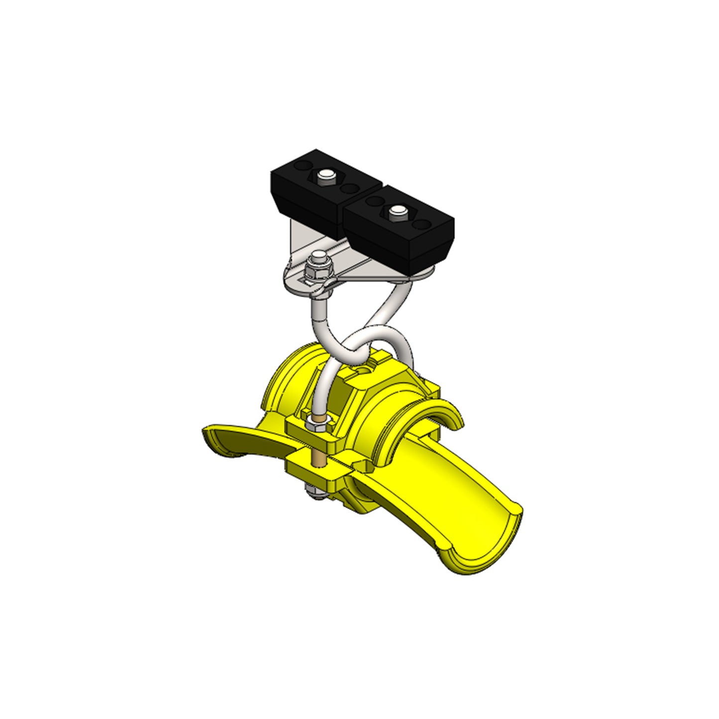 Standard Duty C-Track Festoon End Clamp For Round Cable, Plated Steel, For 1.42" max dia cable / hose