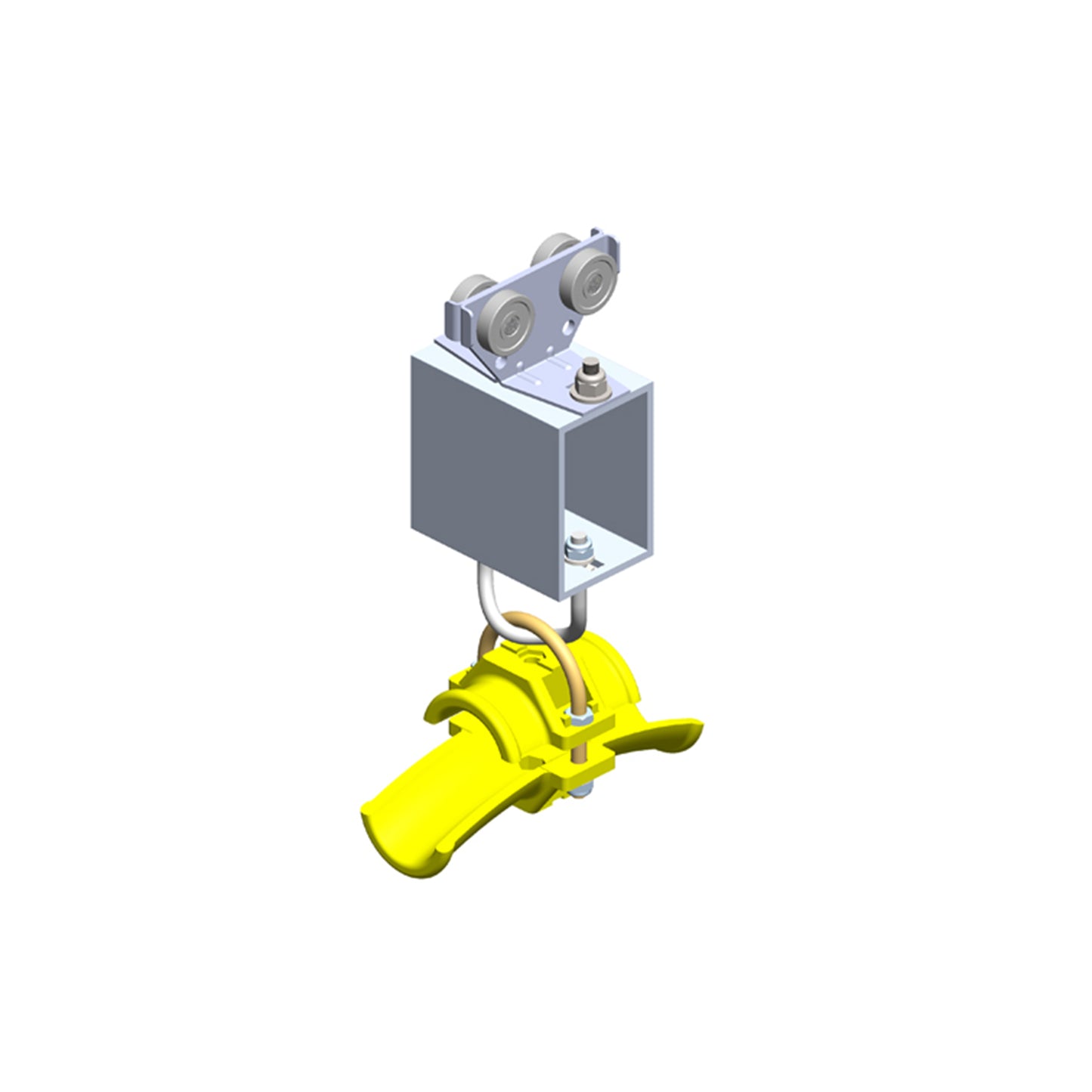 Standard Duty C-Track Festoon Tow Trolley For Round Cable / Hose, Plated Steel, For 1.42" max dia cable / hose