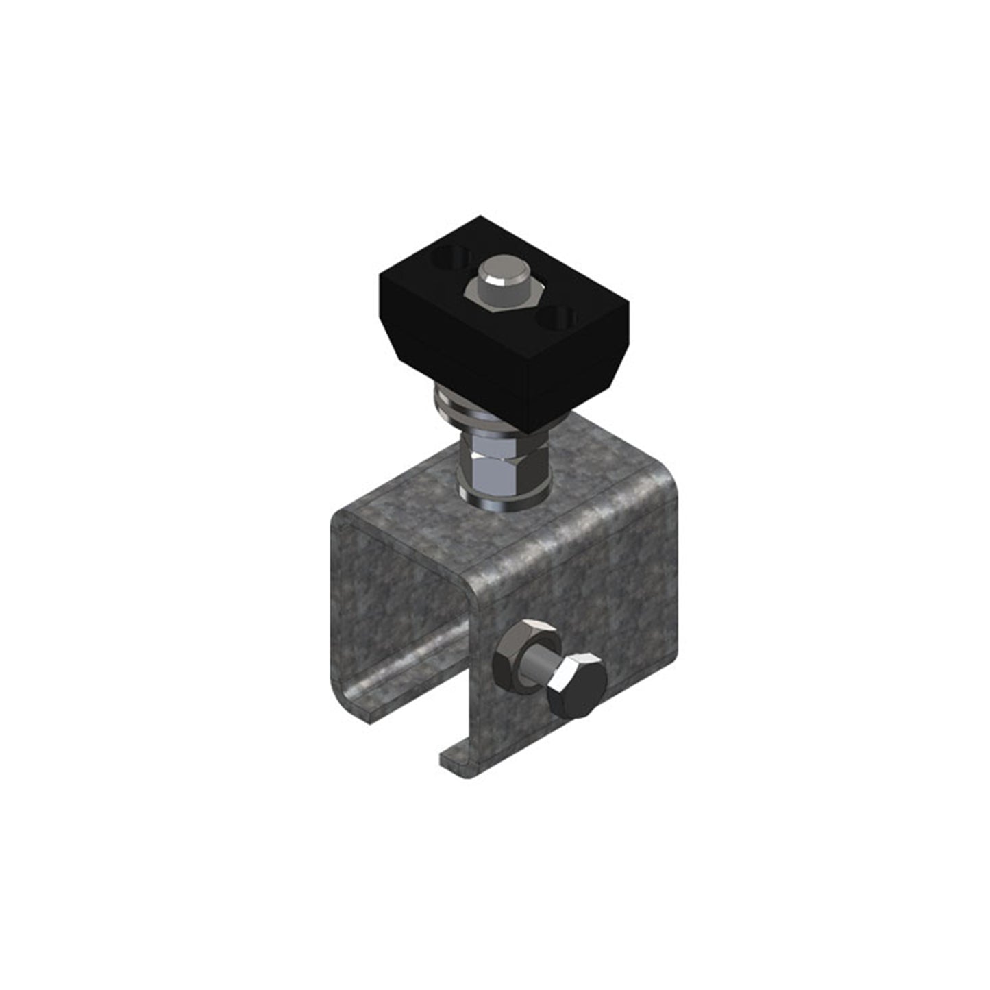 Standard Duty C-Track Festoon Track Anchor Bracket, For Cross Arm Support Channels, Galv Steel, End-Feed Style