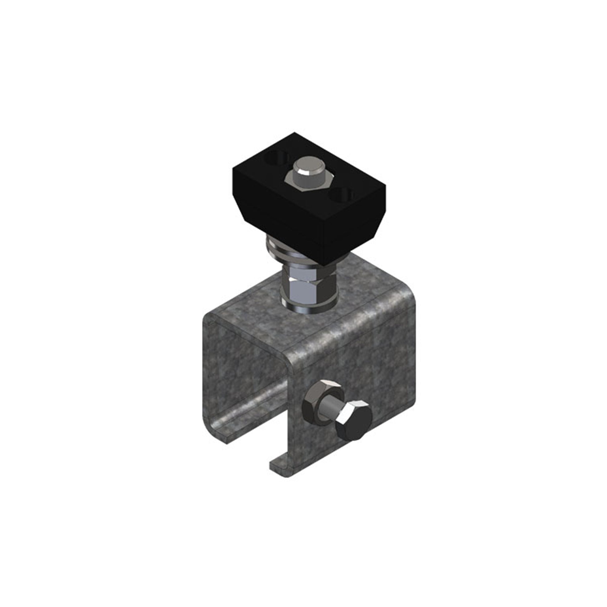 Standard Duty C-Track Festoon Track Anchor Bracket, For Cross Arm Support Channels, Galv Steel, End-Feed Style