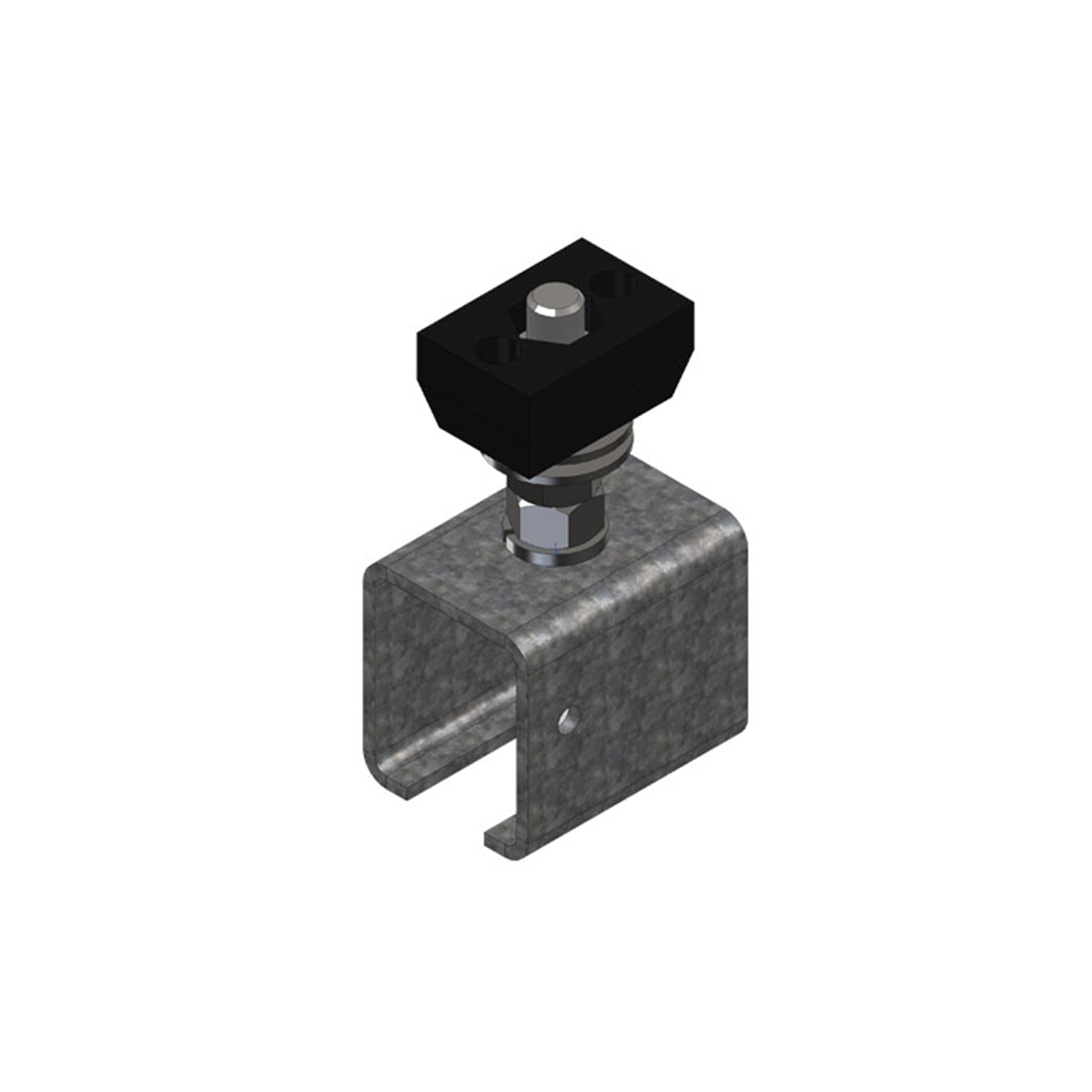 Standard Duty C-Track Festoon Track Hanger Bracket, For Cross Arm Support Channels, Galv Steel, End-Feed Style