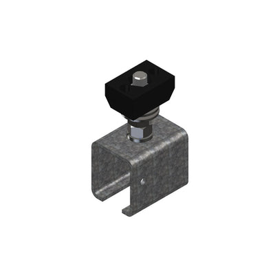 Standard Duty C-Track Festoon Track Hanger Bracket, For Cross Arm Support Channels, Galv Steel, End-Feed Style