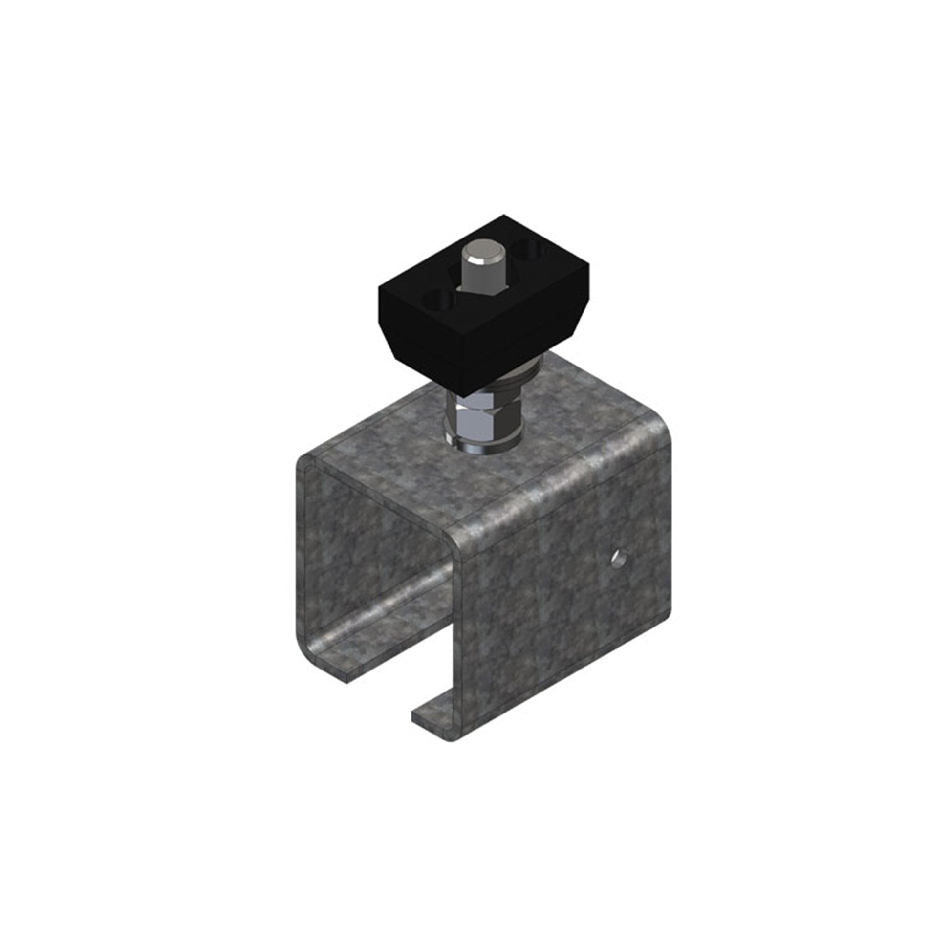 Heavy Duty C-Track Festoon Track Hanger, Galvanized Steel, To Mount Track To Cross Arm Support Channel