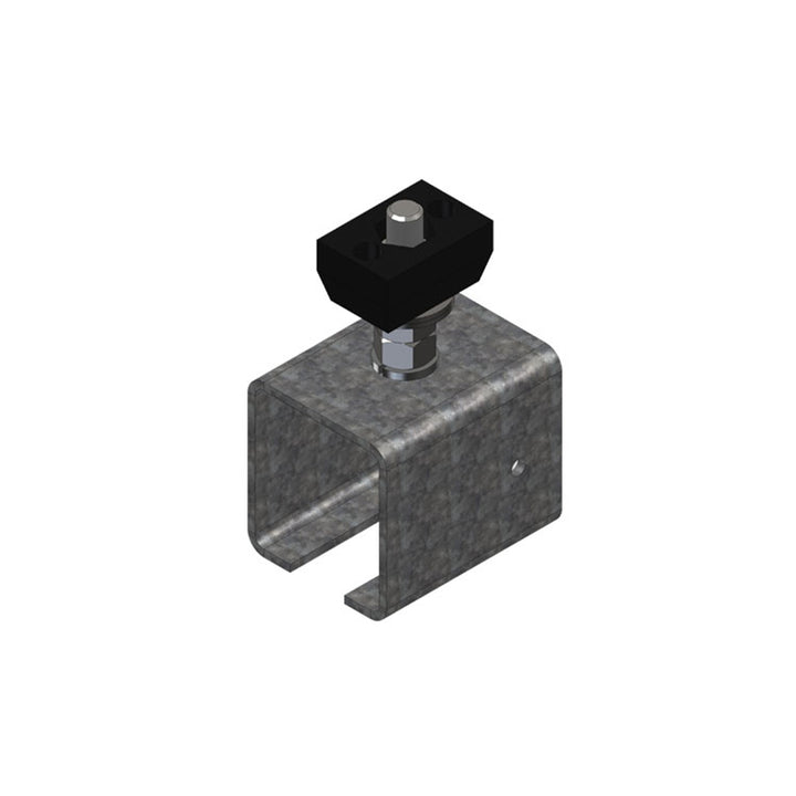 Heavy Duty C-Track Festoon Track Hanger, Galvanized Steel, To Mount Track To Cross Arm Support Channel