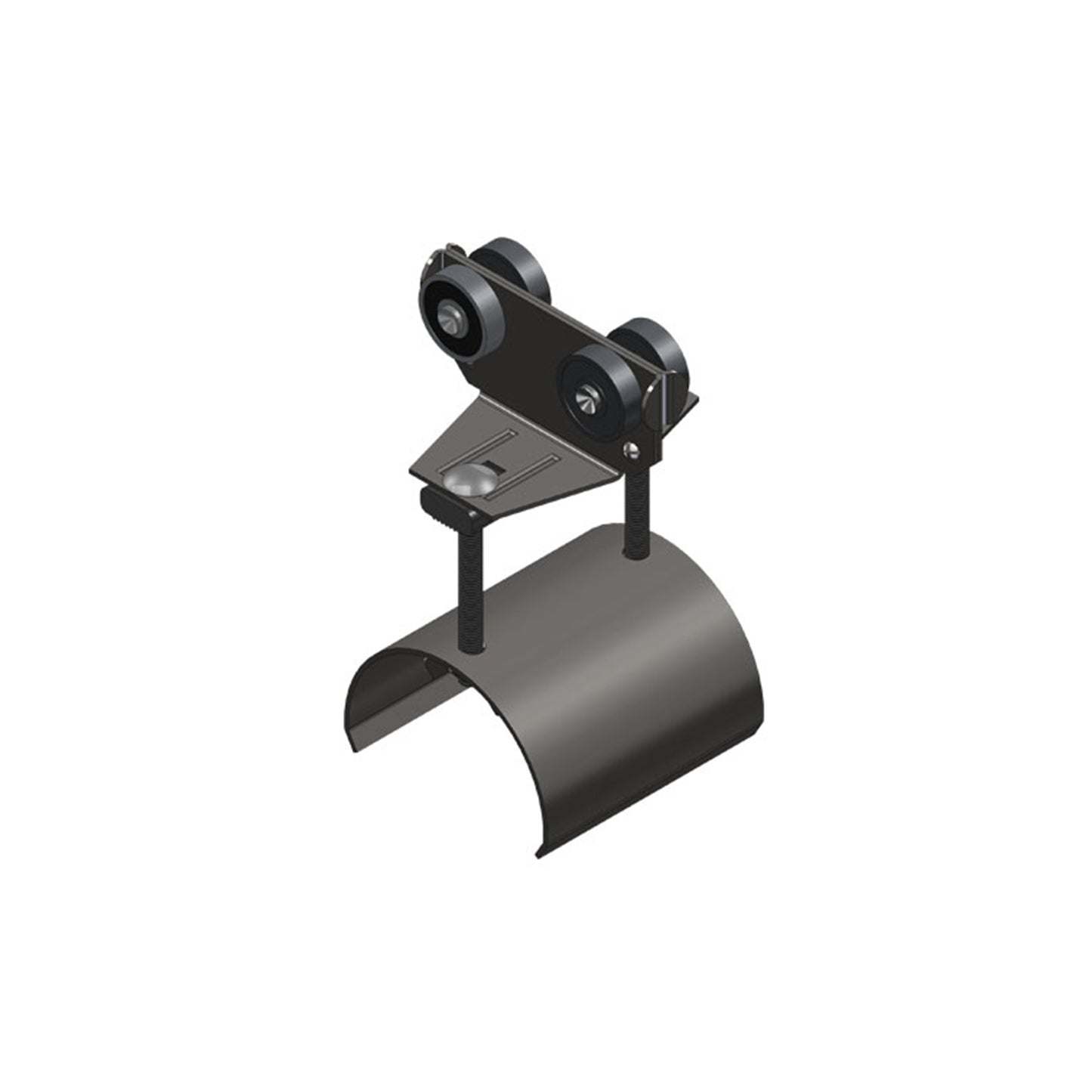 Standard Duty C-Track Festoon Cable Trolley For Flat Cable, Stainless Steel, 2.75" Dia x 3" W Saddle, 3" Body Width