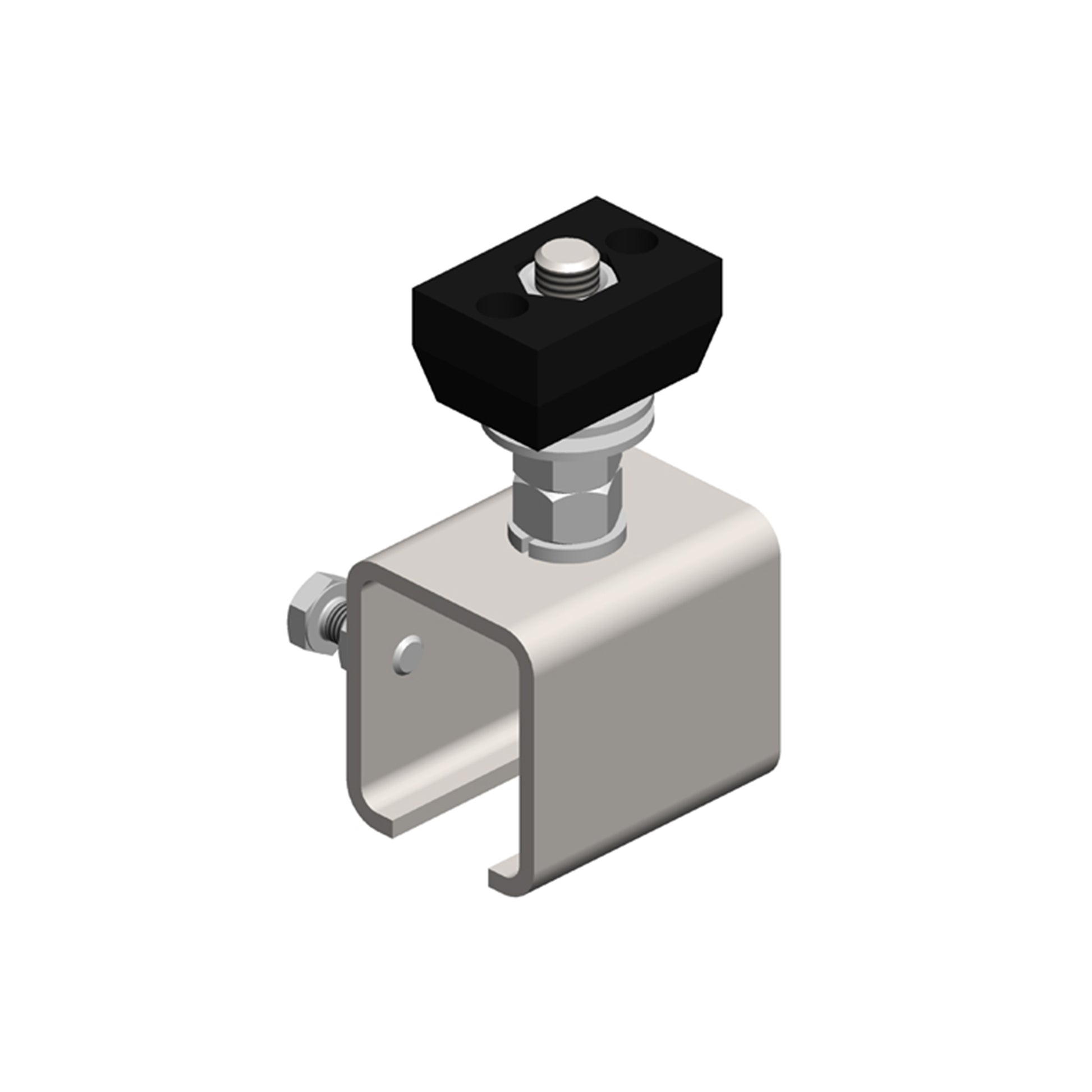 Standard Duty C-Track Festoon Track Anchor Bracket, for Cross Arm Support Channels, Stainless Steel, End-feed style