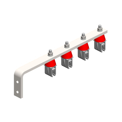 8-Bar, Bracket, Web, with Hanger Clamps, 4 Plastic Snap-in, w/Insulators, 3 inch OC, 15.75 inch L