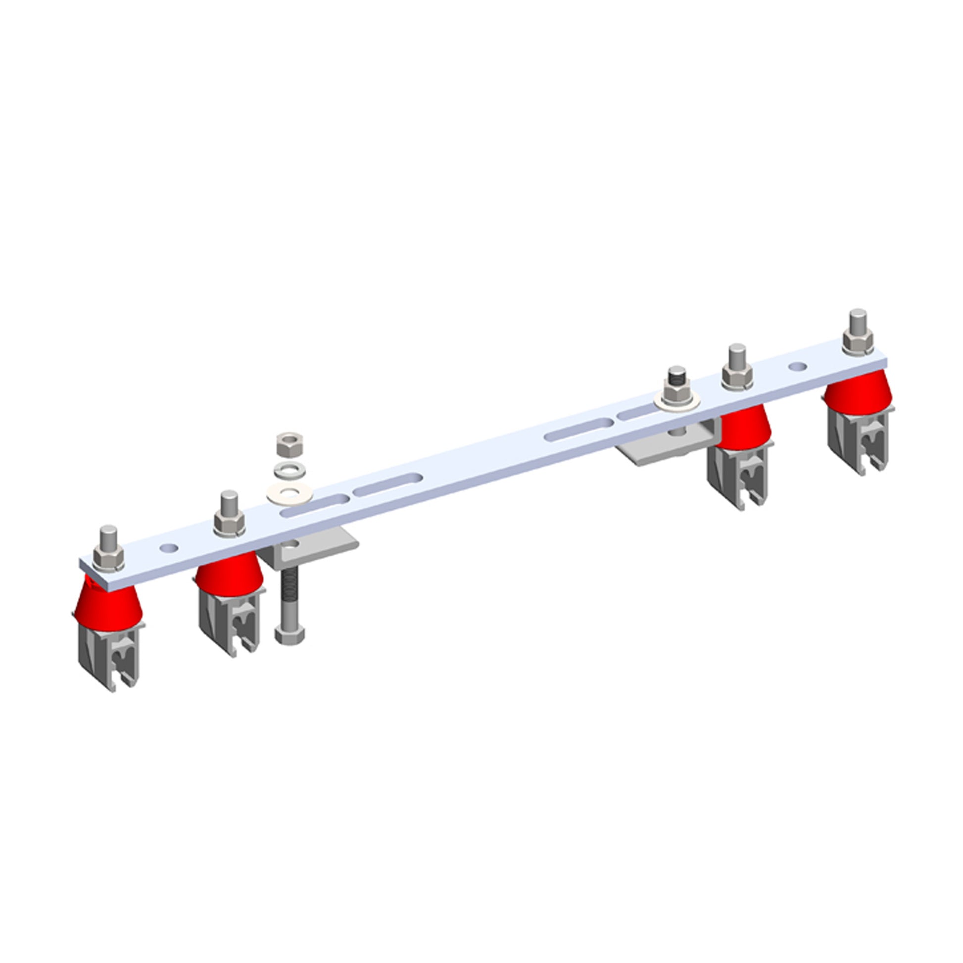 8-Bar, Bracket, Flange, with Hanger Clamps, Plastic Snap-in, 2+2, w/Insulators, 19 3/8 Inch L