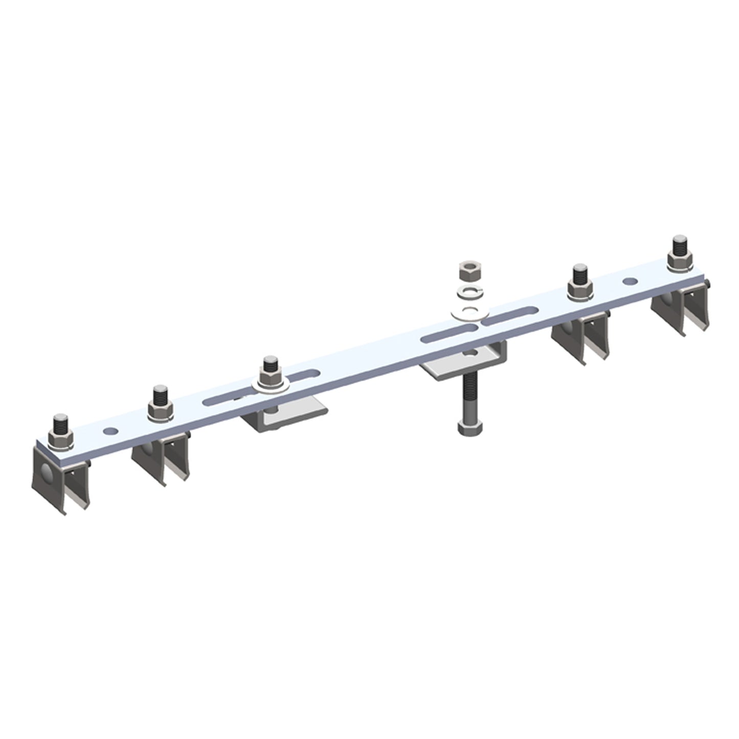 8-Bar, Bracket, Flange, with Hanger Clamps, Steel Cross-Bolt, 2+2, 19 3/8 inch L