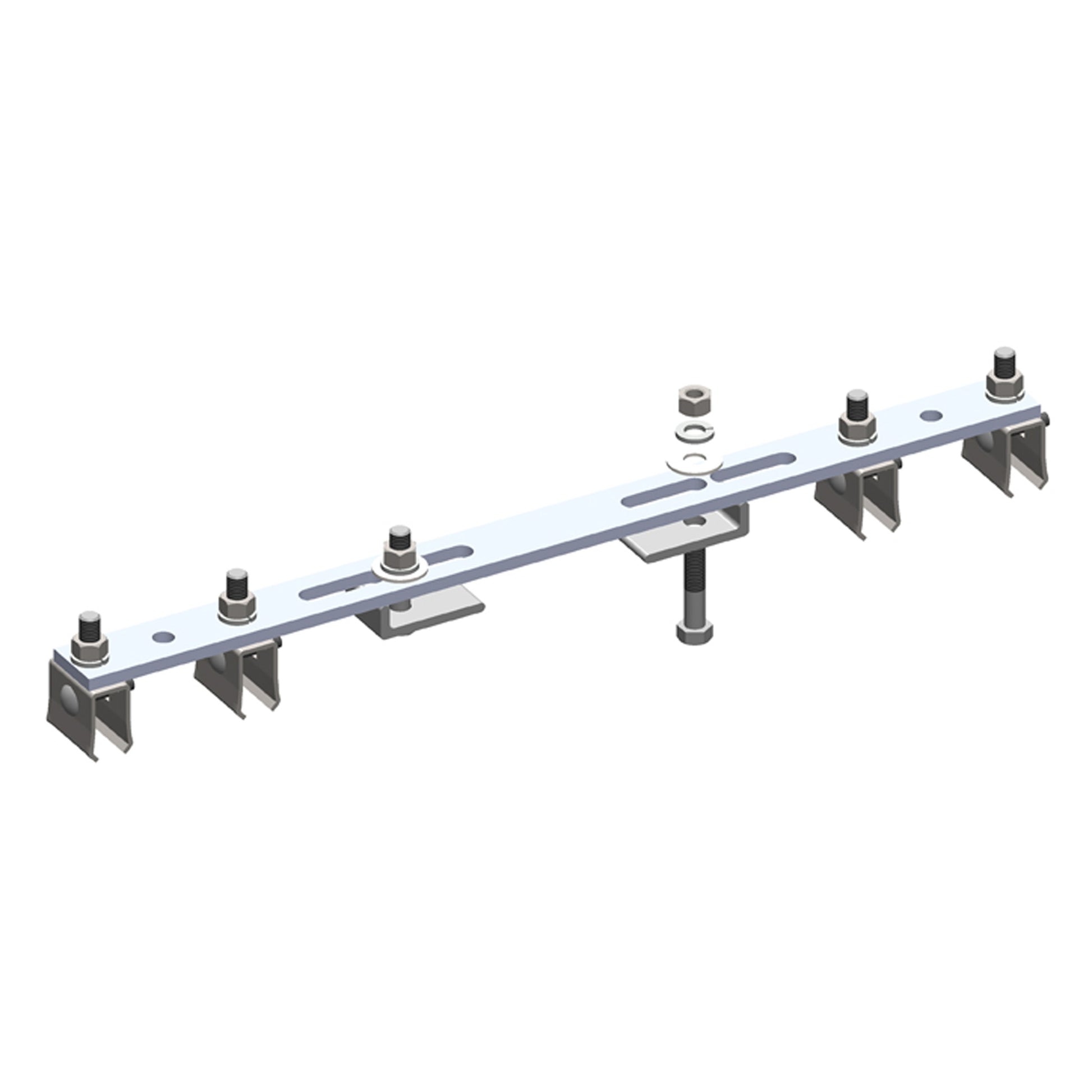 8-Bar, Bracket, Flange, with Hanger Clamps, Steel Cross-Bolt, 2+2, 19 3/8 inch L