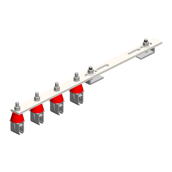 8-Bar, Bracket, Flange, with Hanger Clamps, Plastic Snap-in, w/Insulator, 4 on one side, 21 3/4 inch L