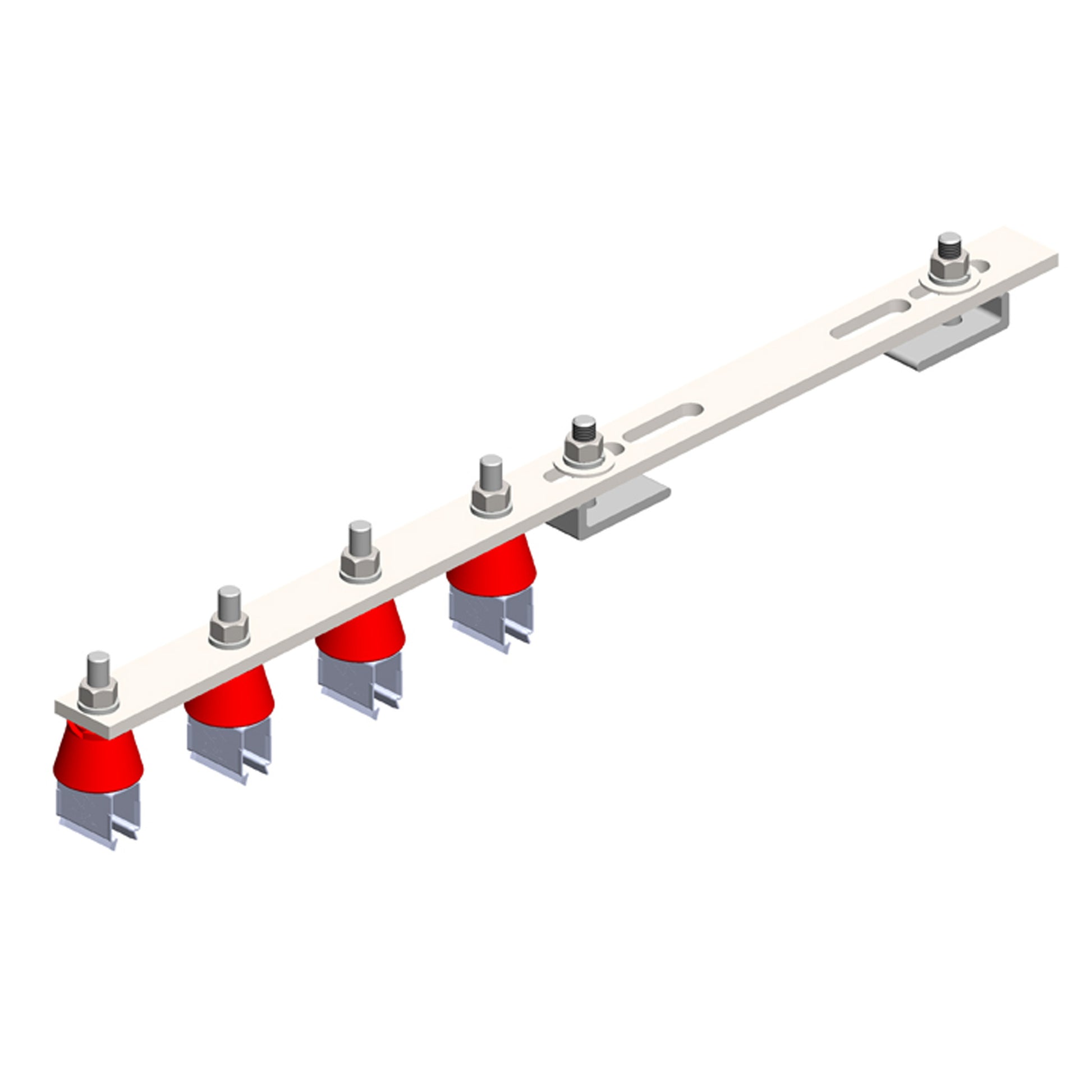 8-Bar, Bracket, Flange, with Hanger Clamps, Steel Snap-in, w/insulators, 4 on one side, 21.75 inch L