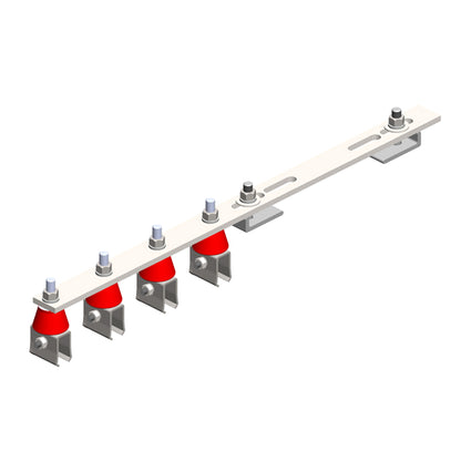 8-Bar, Bracket, Flange, with Hanger Clamps, Steel Cross-Bolt, w/insulators, 4 on one side, 21.75 inch L