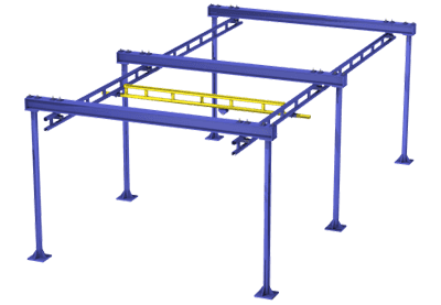 Gorbel® 94 Feet (ft) Runway Length, 14 Feet (ft) Trolley Saddle (TS), and 500 Pound (lb) Capacity Free Standing Workstation Crane