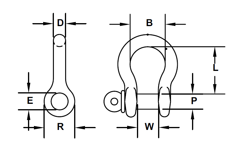 Shackle Dimensions Diagram
