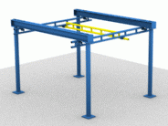 Gorbel® 43 Feet (ft) Runway Length, 10 Feet (ft) Trolley Saddle (TS), and 250 Pound (lb) Capacity Free Standing Workstation Crane